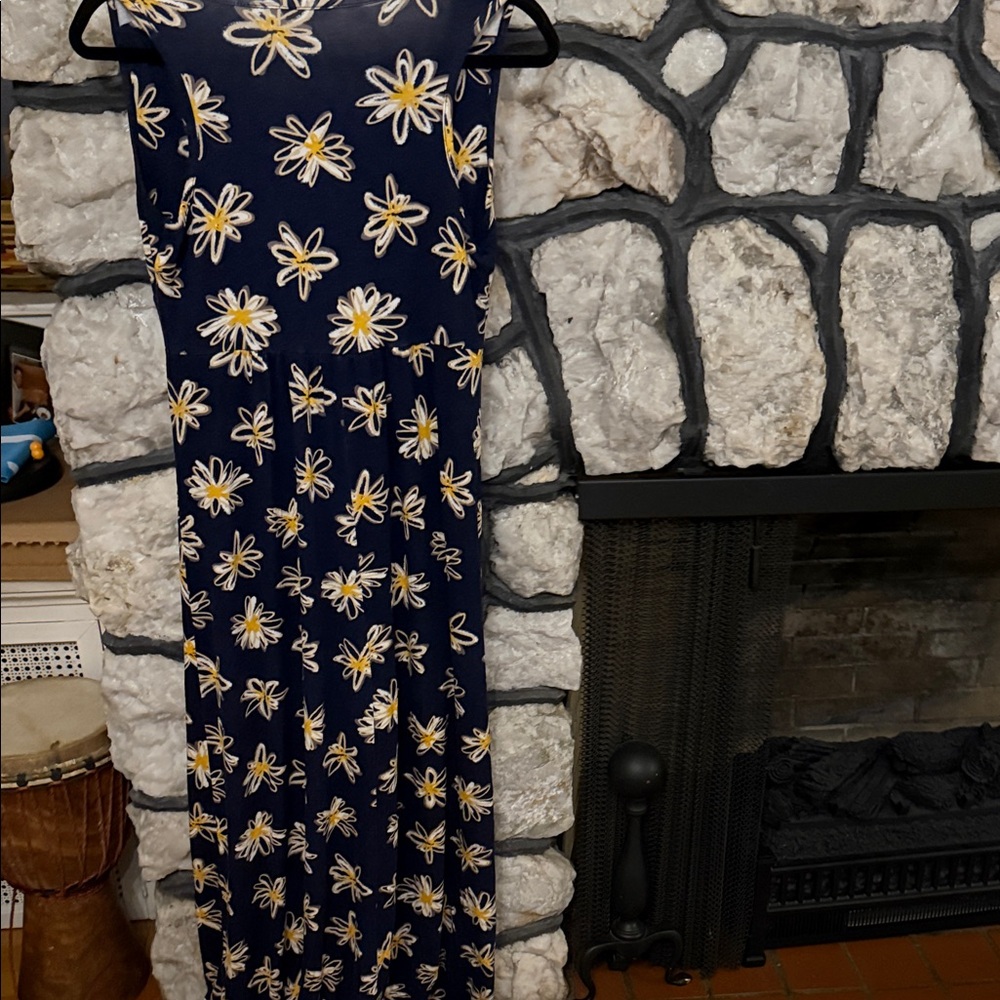 Loveappella Navy Maxi Dress with Yellow Floral Design - Picture 5 of 5